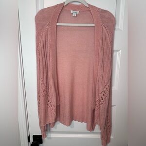 Sundance Open-Front Pink Knit Cardigan Sweater